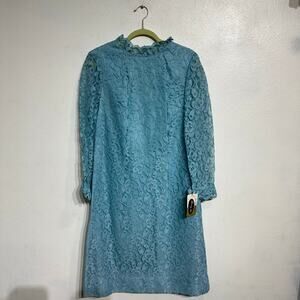 Henry Lee Blue Lace Vintage Midi Dress Sz 14 NWT